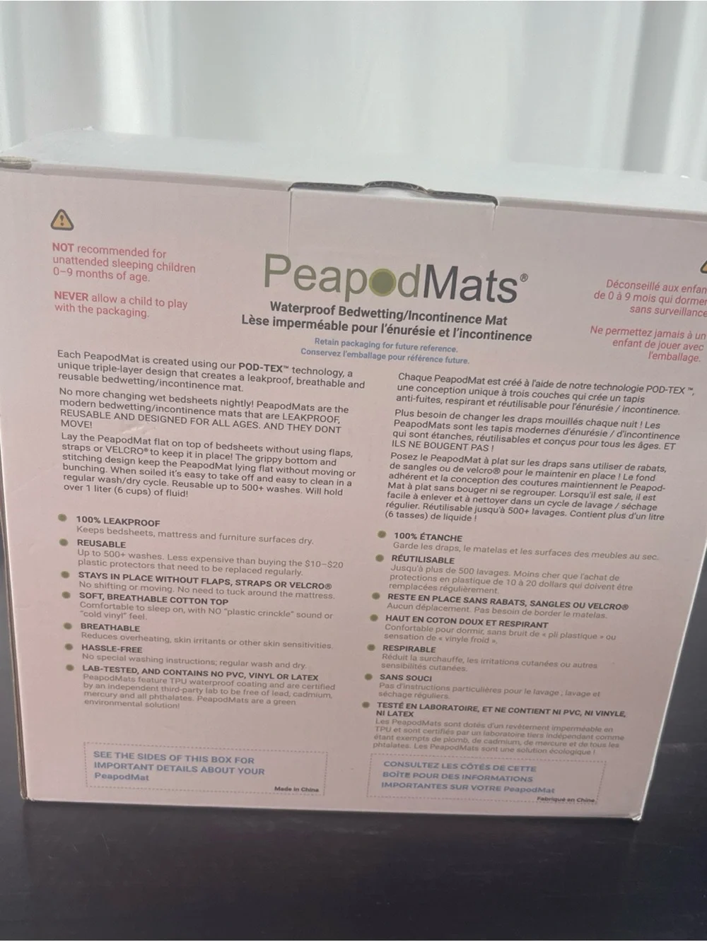 PeapodMats Waterproof Bedwetting & Incontinence Mat 3' x 5' Reusable Washable